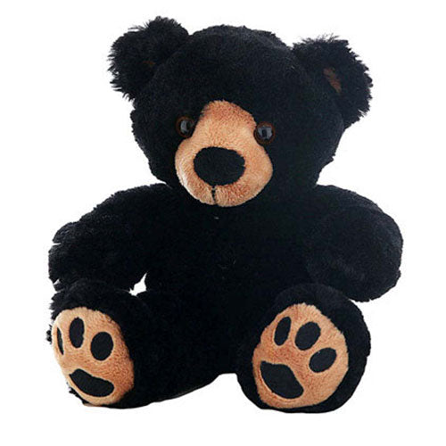 16" DIY Make-A-Bear kit featuring a black and brown teddy bear skin, plush stuffing, heart insert, and birth certificate.